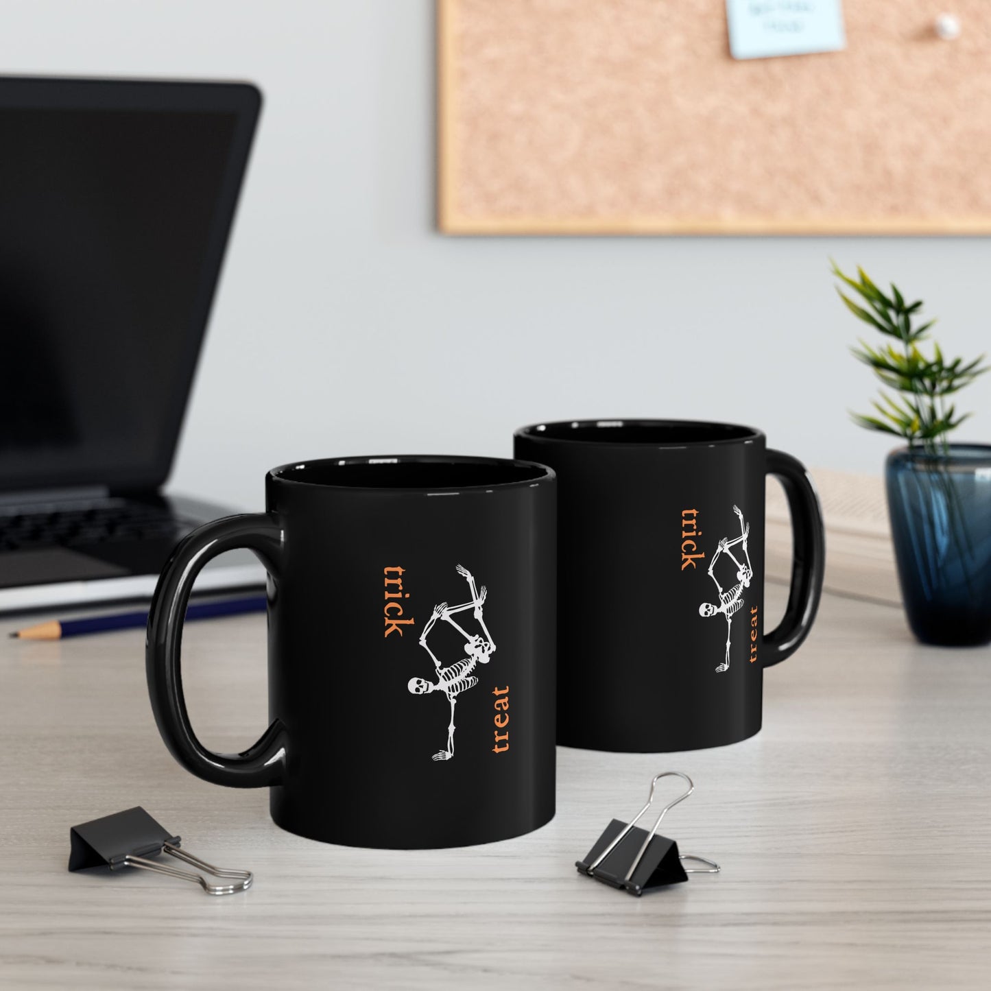 Trick or Treat Skeleton Black Mug (11oz, 15oz)