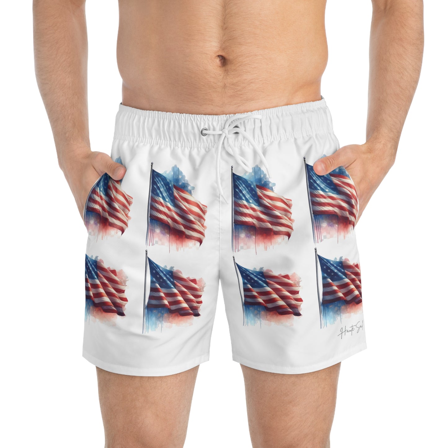 Haute Sail American Flag Swim Trunks (AOP) - Haute Sail
