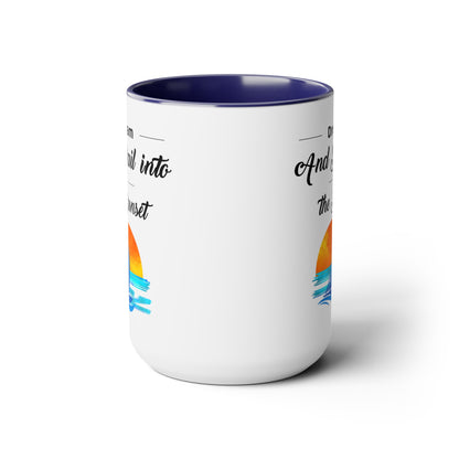 Dream and Sail into the Sunset Two-Tone Coffee Mugs, 15oz - Haute Sail