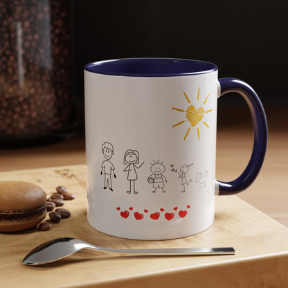 Home is Where the Heart is with 2 kids Accent Coffee Mug, 11oz - Haute Sail