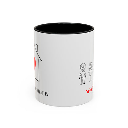 Home is Where the Heart is with 2 kids Accent Coffee Mug, 11oz - Haute Sail