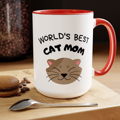 World's Best Cat Mom Two-Tone Coffee Mug, 15oz - Haute Sail