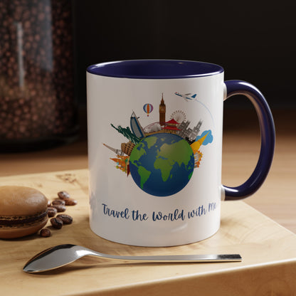 Travel the World with Me Accent Coffee Mug, 11oz - Haute Sail