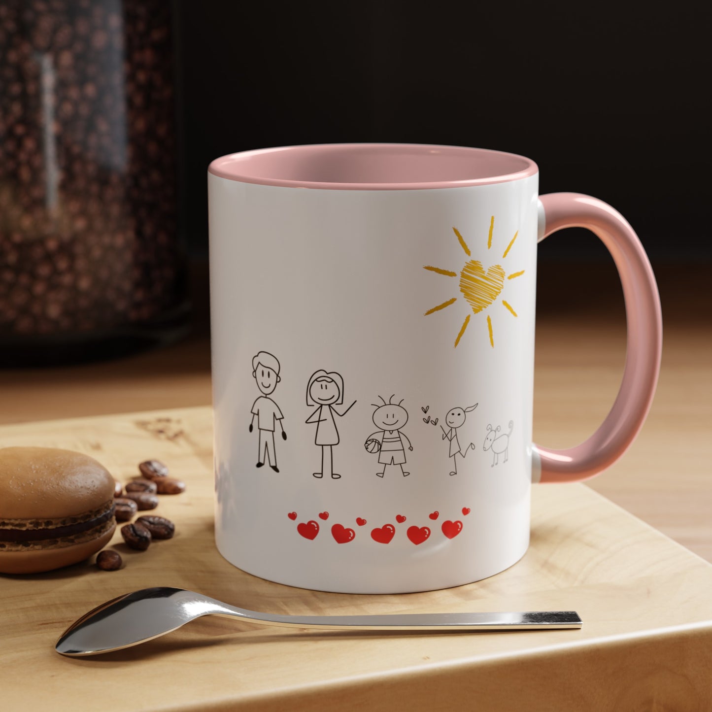Home is Where the Heart is with 2 kids Accent Coffee Mug, 11oz - Haute Sail