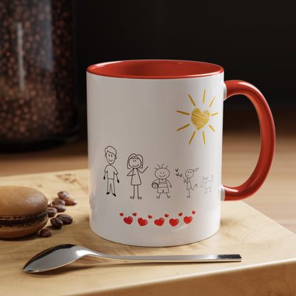 Home is Where the Heart is with 2 kids Accent Coffee Mug, 11oz - Haute Sail