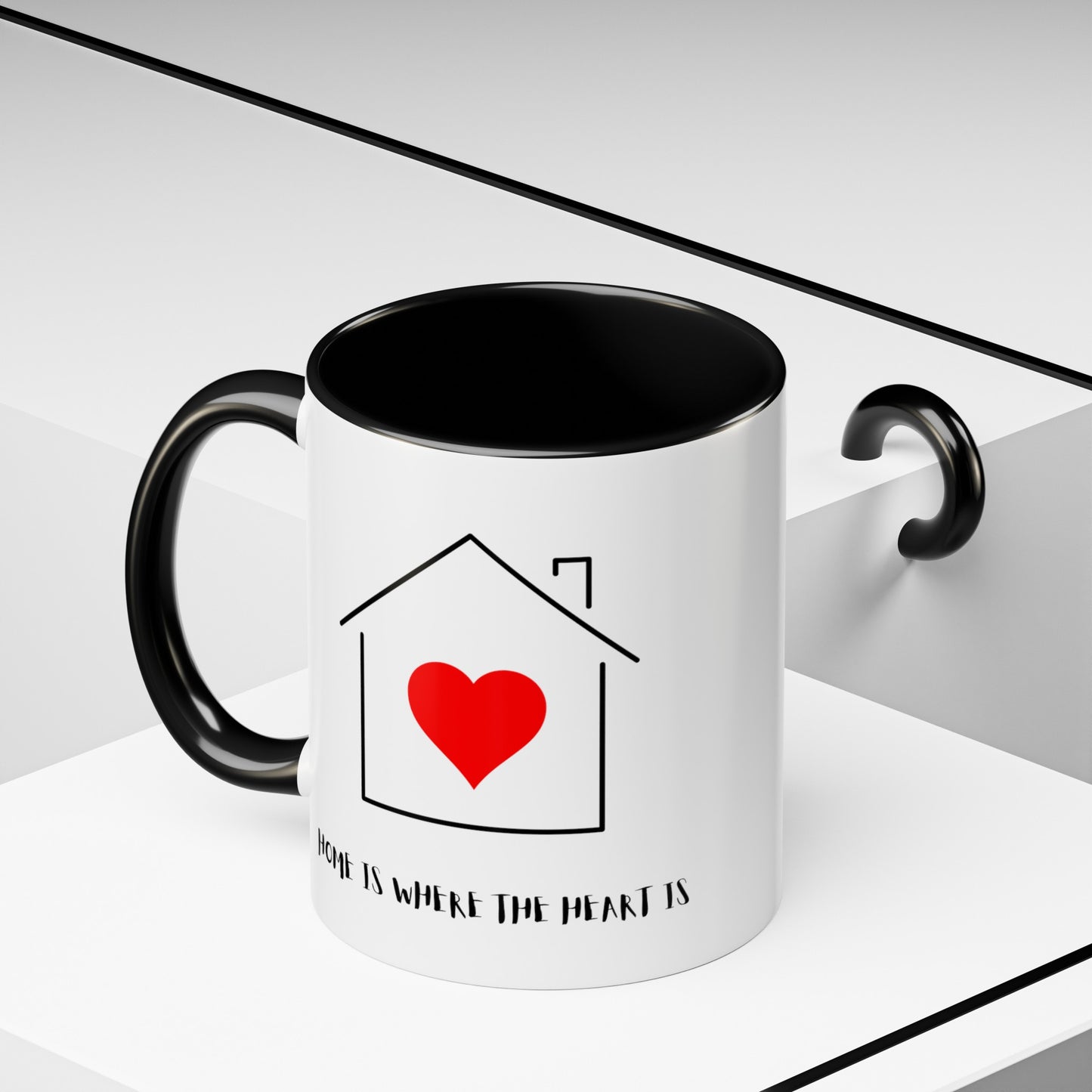 Home is Where the Heart is with 2 kids Accent Coffee Mug, 11oz - Haute Sail