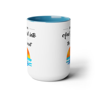 Dream and Sail into the Sunset Two-Tone Coffee Mugs, 15oz - Haute Sail