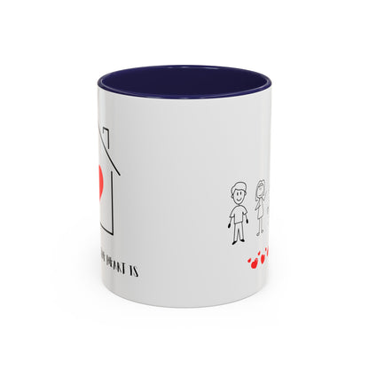 Home is Where the Heart is with 2 kids Accent Coffee Mug, 11oz - Haute Sail