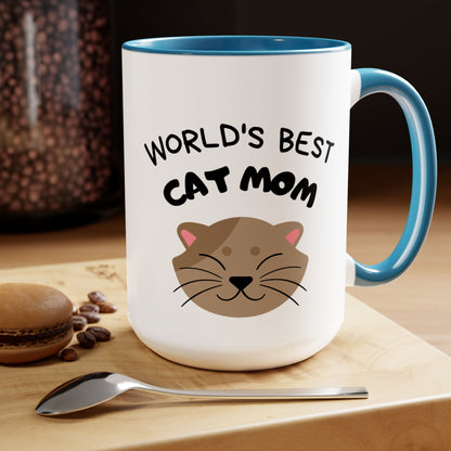 World's Best Cat Mom Two-Tone Coffee Mug, 15oz - Haute Sail