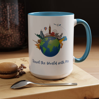 Travel the World with Me Accent Coffee Mug, 11oz - Haute Sail