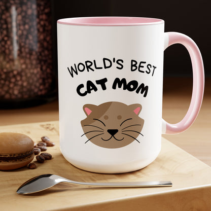 World's Best Cat Mom Two-Tone Coffee Mug, 15oz - Haute Sail