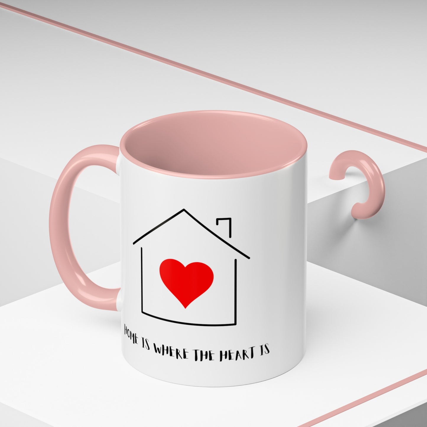 Home is Where the Heart is with 2 kids Accent Coffee Mug, 11oz - Haute Sail